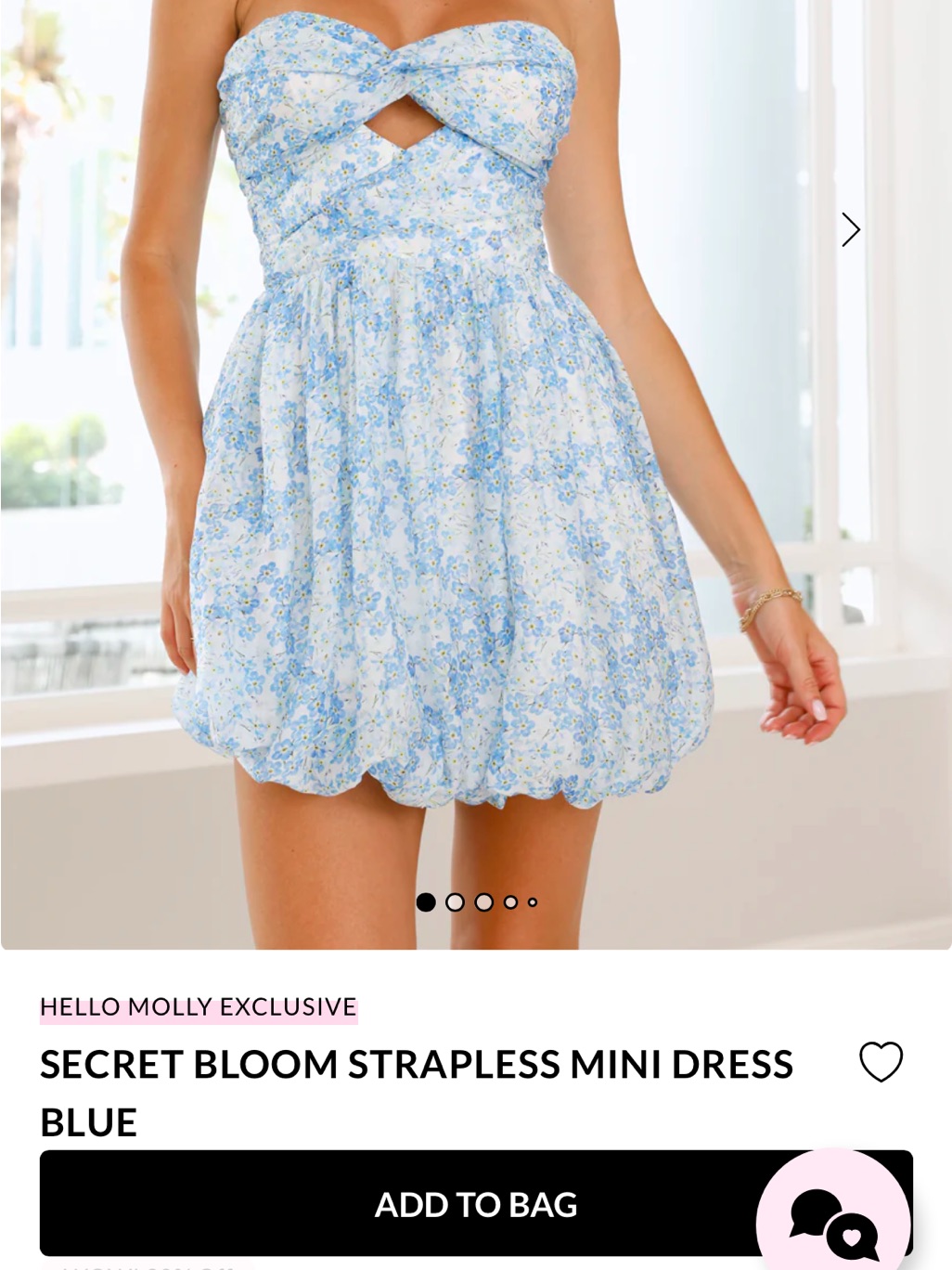 Hello Molly Blue And White Floral Strapless Dress